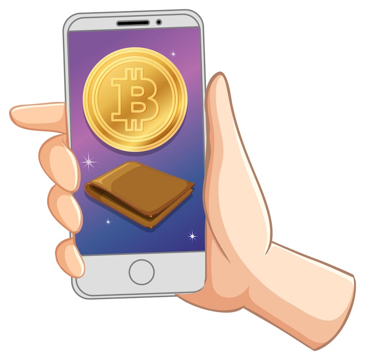 Gratis Vektor digital plånbok och kryptovaluta koncept