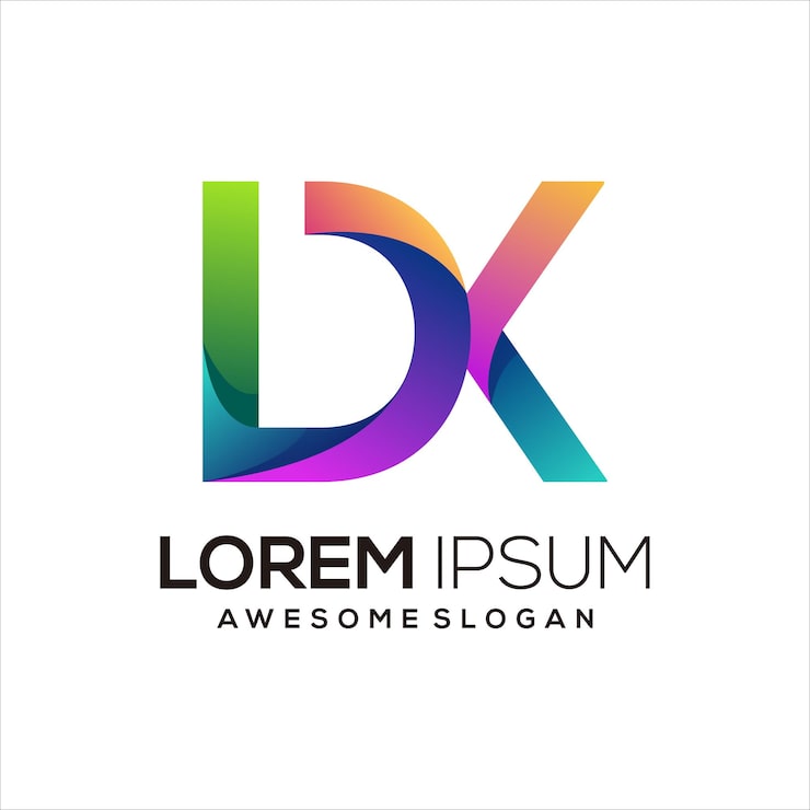 Gratis Vektor dk bogstav logo initial farverig gradient