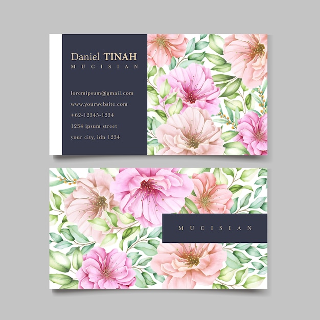 Gratis Vektor elegant blommigt visitkort
