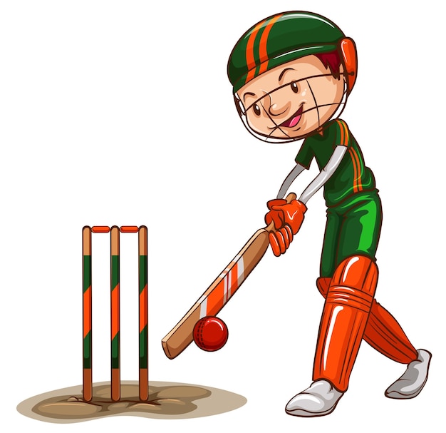 Gratis Vektor en manlig cricketspelare