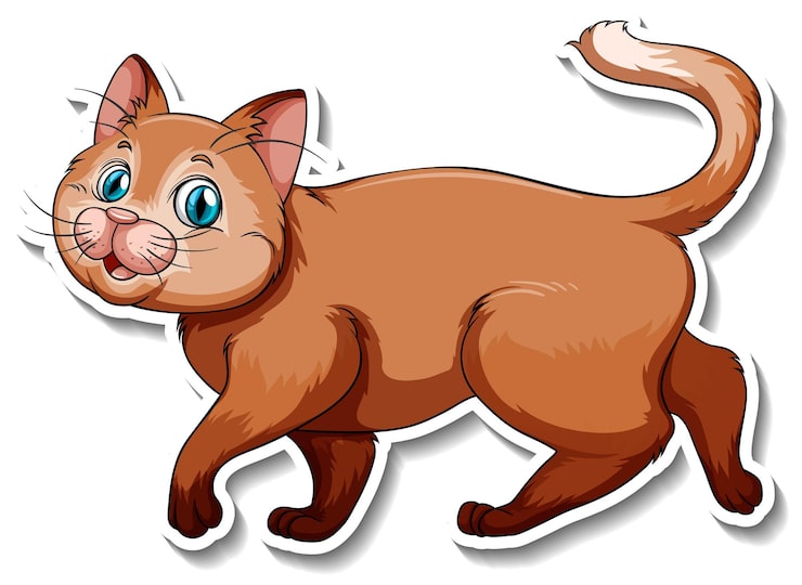 Gratis Vektor en stickermall med en tecknad kattfigur