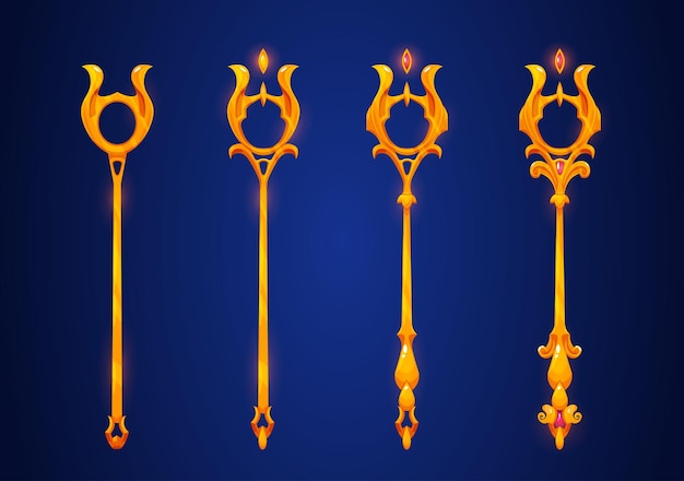 Gratis Vektor fantasyscepter til spilniveau rang ui design