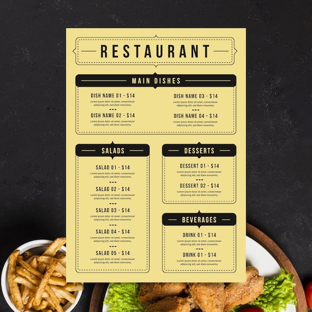 Gratis Vektor farverig skabelon til restaurantmenu