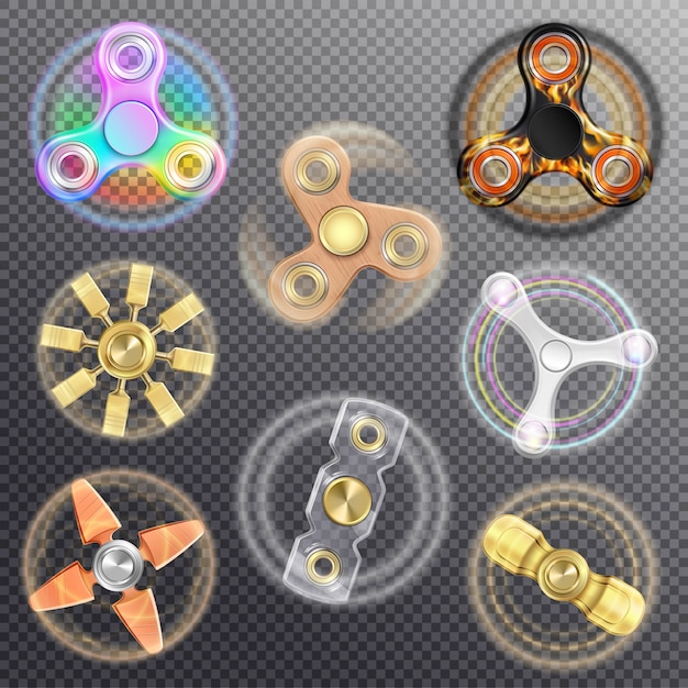 Gratis Vektor fidget spinners sæt