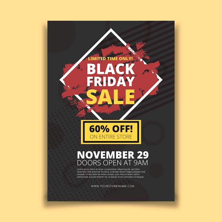 Gratis Vektor flad black friday flyer med geometrisk baggrund
