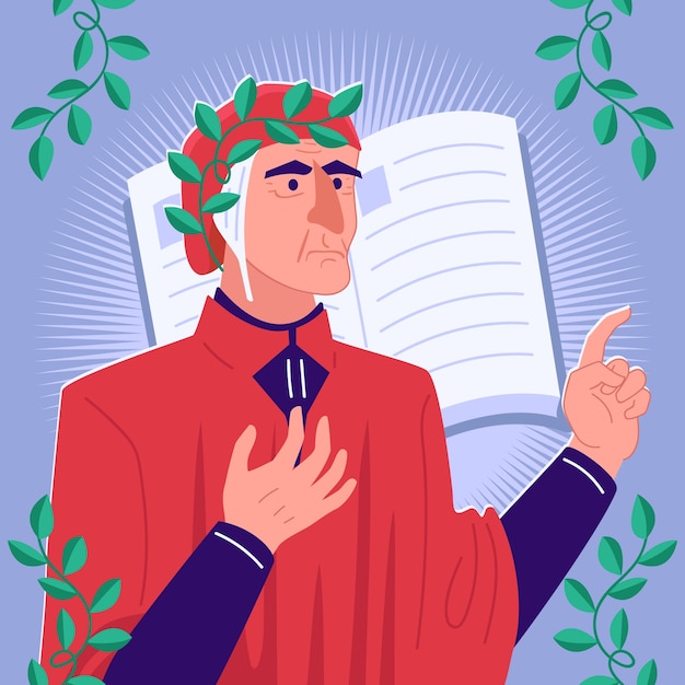 Gratis Vektor flad dante illustration