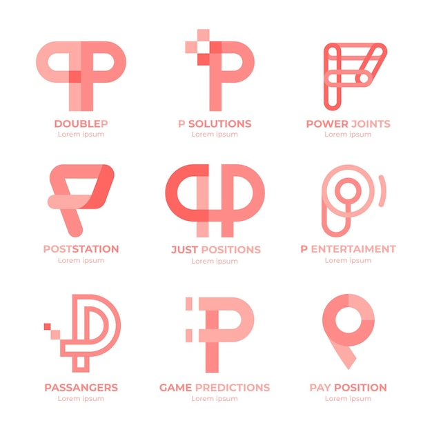 Gratis Vektor flad design p logoer samling