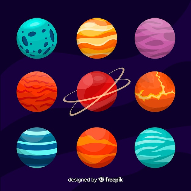 Gratis Vektor flad design planetkollektion