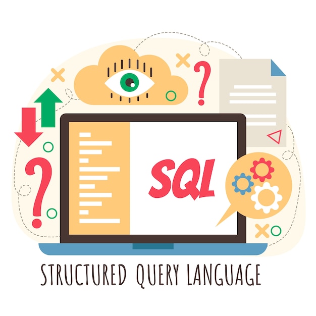 Gratis Vektor flad design sql-illustration