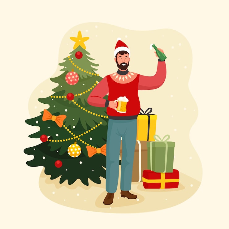 Gratis Vektor flad juleølsillustration
