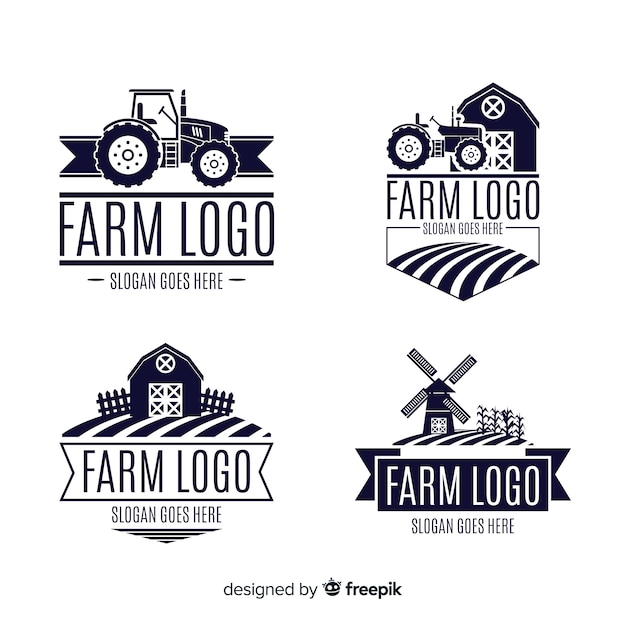 Gratis Vektor flad logo-samling til landbrug