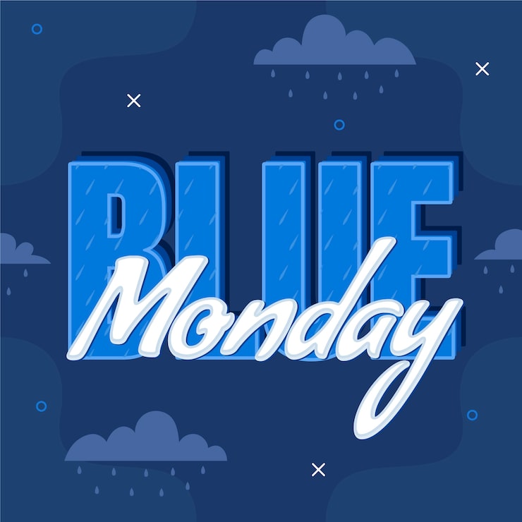 Gratis Vektor flad tekstillustration til blue monday