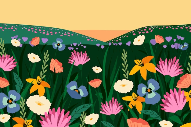 Gratis Vektor fladt design blomstermark baggrund
