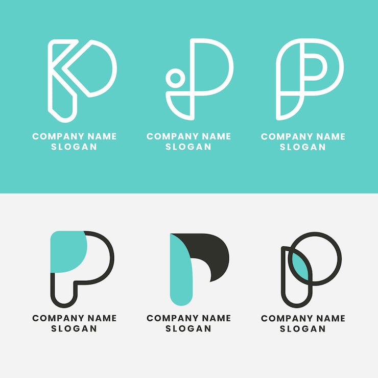 Gratis Vektor fladt design bogstav p logo skabelon