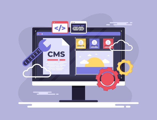 Gratis Vektor fladt design cms digitale programmer