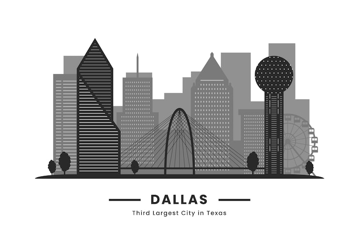 Gratis Vektor fladt design dallas silhuet