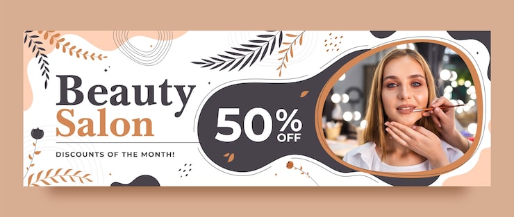 Gratis Vektor fladt design skønhedssalon twitter-header