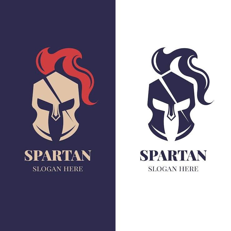 Gratis Vektor fladt design spartansk hjelmlogo