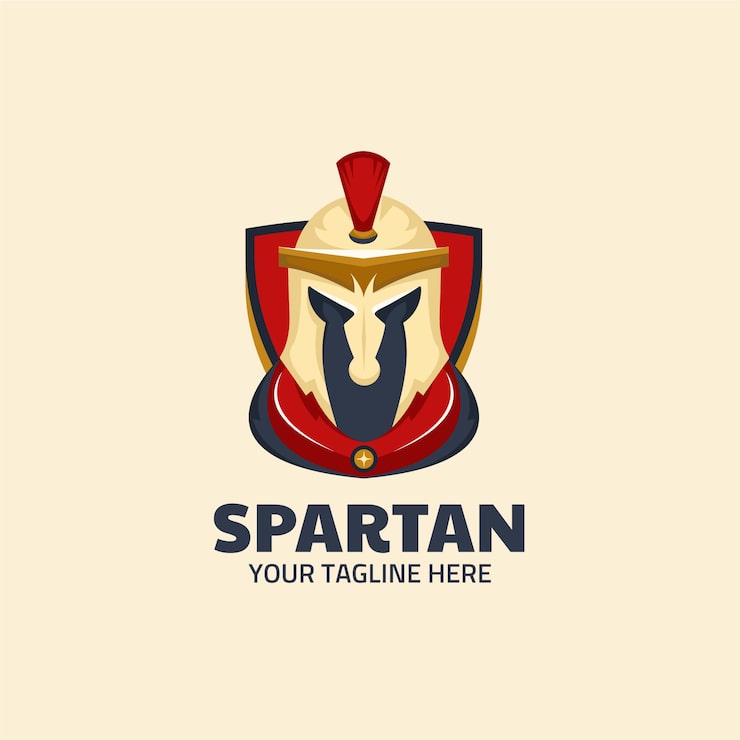 Gratis Vektor fladt design spartansk hjelmlogo