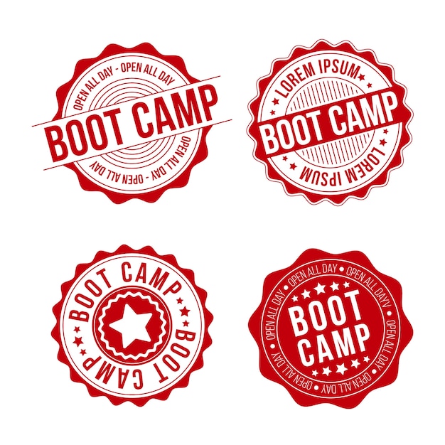 Gratis Vektor flat design boot camp stempler