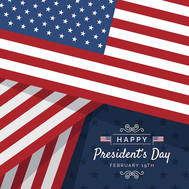 Gratis Vektor flat design præsidentens dag begivenhed med flag
