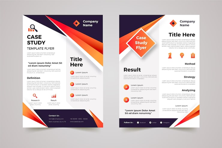 Gratis Vektor flyers om fallstudie med gradient