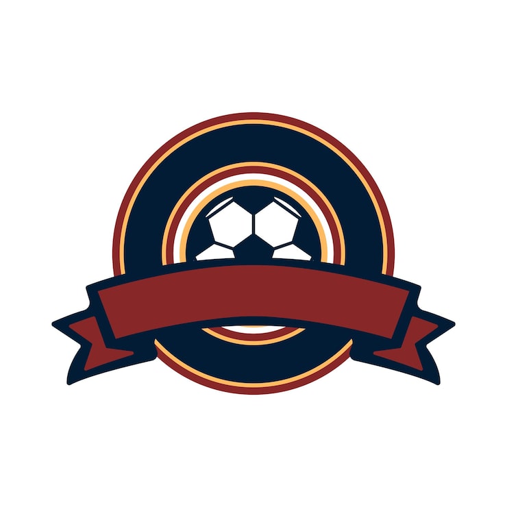 Gratis Vektor fodboldlogo design med banner-element og cirkulær ramme