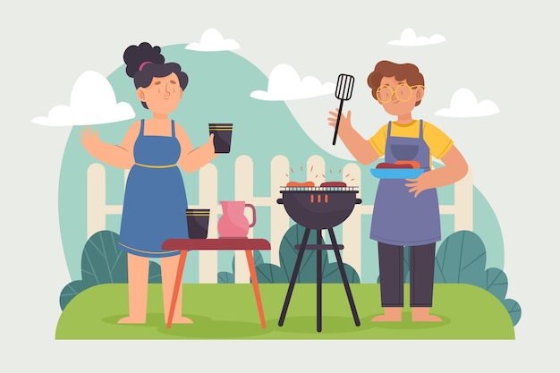 Gratis Vektor folk nyder en staycation