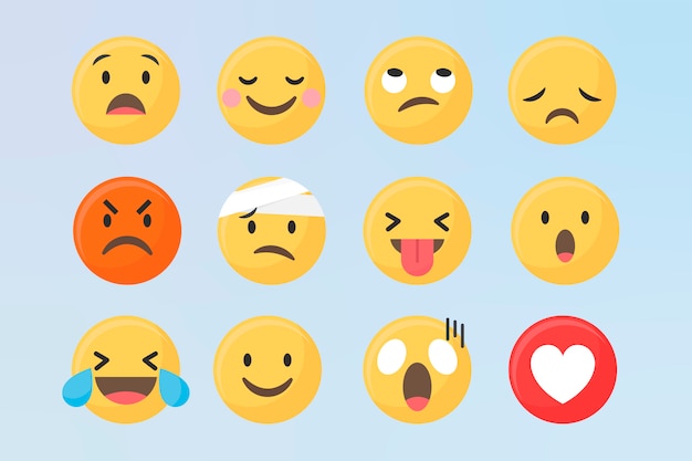 Gratis Vektor forskelligt emoji-sæt