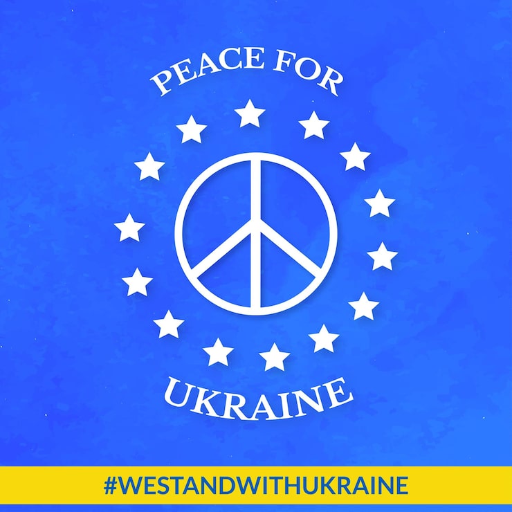 Gratis Vektor fred for ukraine blå gul hvid baggrund designbanner til sociale medier gratis vektor