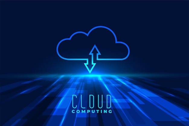 Gratis Vektor futuristisk cyber cloud computing tech baggrund for sikker internetforbindelse
