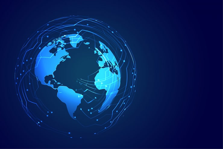 Gratis Vektor global teknologi baggrund med kredsløbsdiagram