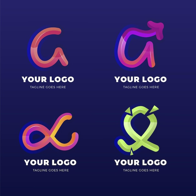 Gratis Vektor gradient alfa logo kollektion