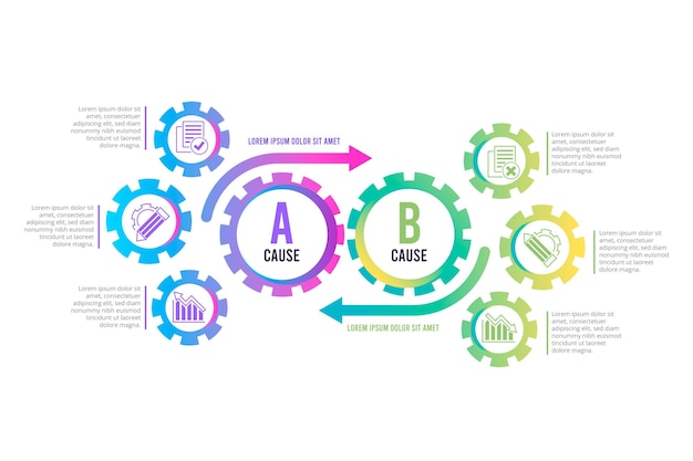 Gratis Vektor gradient årsag og virkning infografik