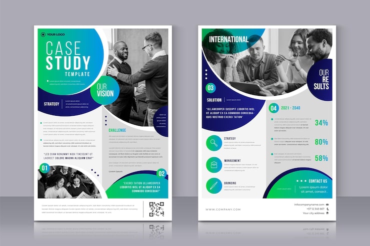Gratis Vektor gradient fallstudie flyers set