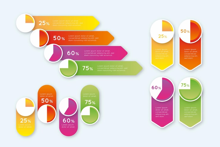 Gratis Vektor gradient harvey ball diagrammer - infografik