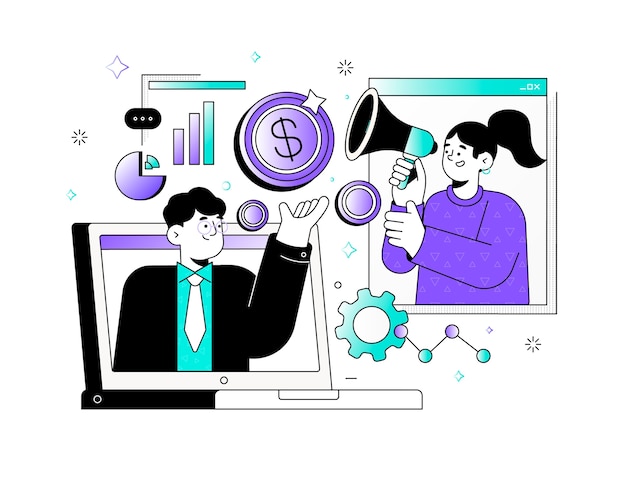 Gratis Vektor gradient illustration av affiliate-marknadsföring