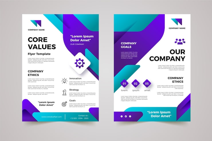 Gratis Vektor gradient kärnvärden flyers pack