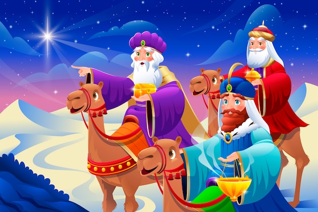 Gratis Vektor gradient reyes magos bakgrund