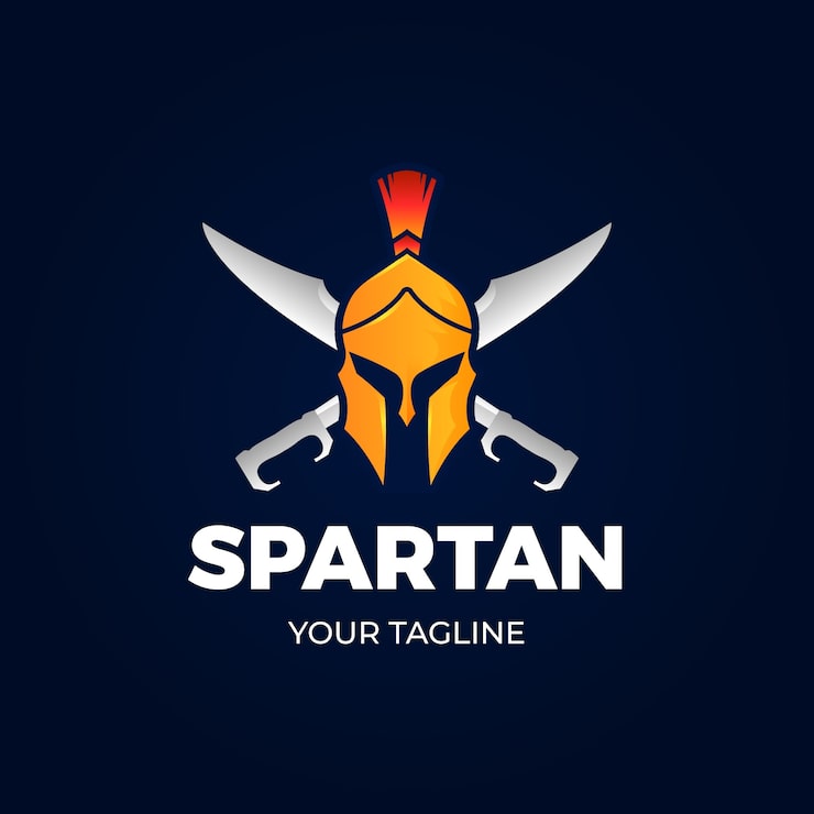 Gratis Vektor gradient spartan hjelm logo skabelon