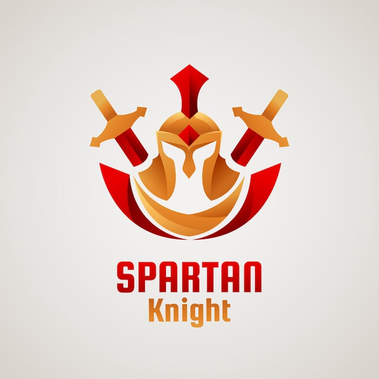 Gratis Vektor gradient spartansk hjelm logo