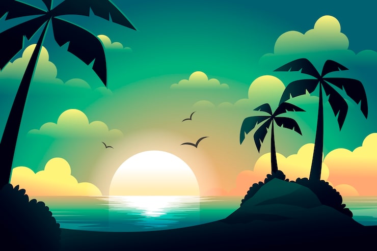 Gratis Vektor gradient tropisk solnedgang baggrund