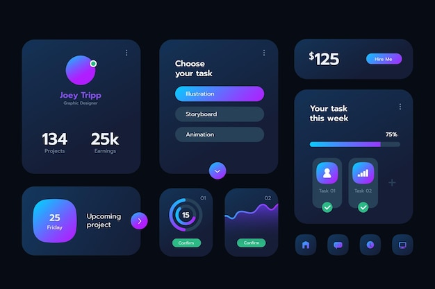 Gratis Vektor gradient ui/ux-elementer