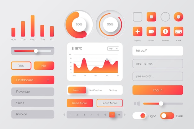 Gratis Vektor gradient ui/ux-elementer