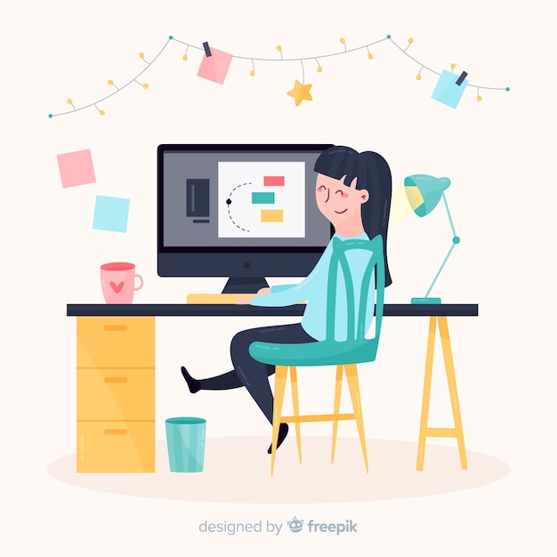 Gratis Vektor grafisk designer arbejdsplads