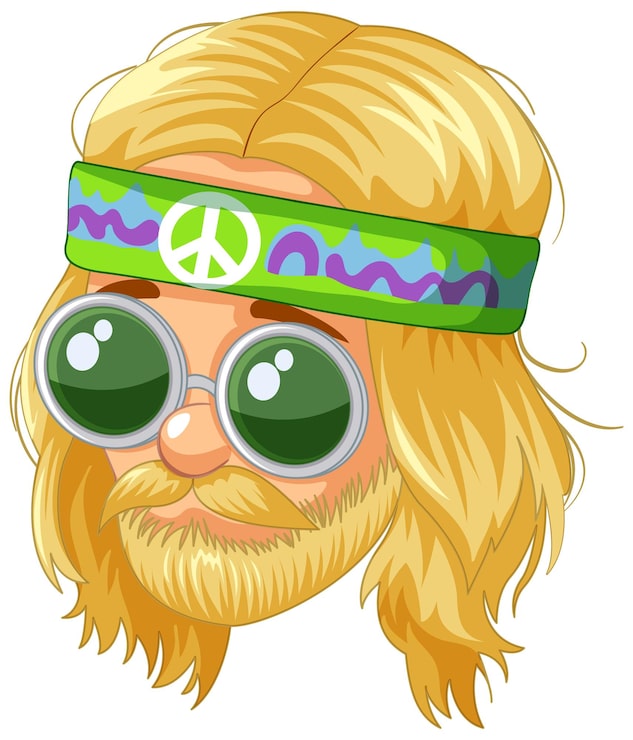 Gratis Vektor groovy hippie med peace solbriller
