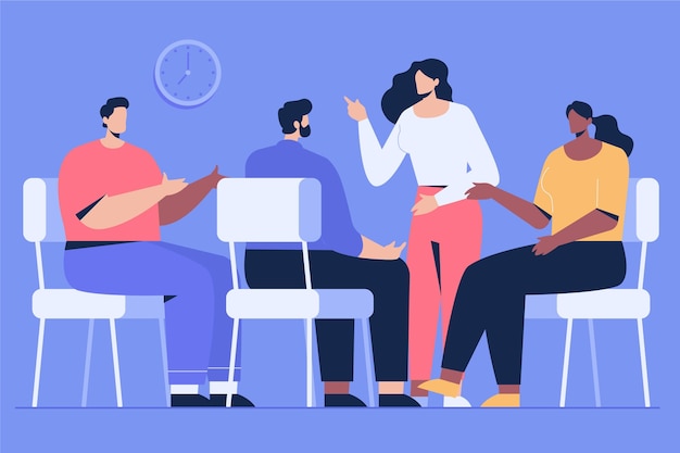Gratis Vektor gruppeterapi, fladt design