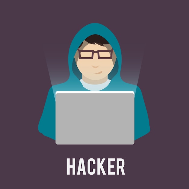 Gratis Vektor hackare ikoner platt