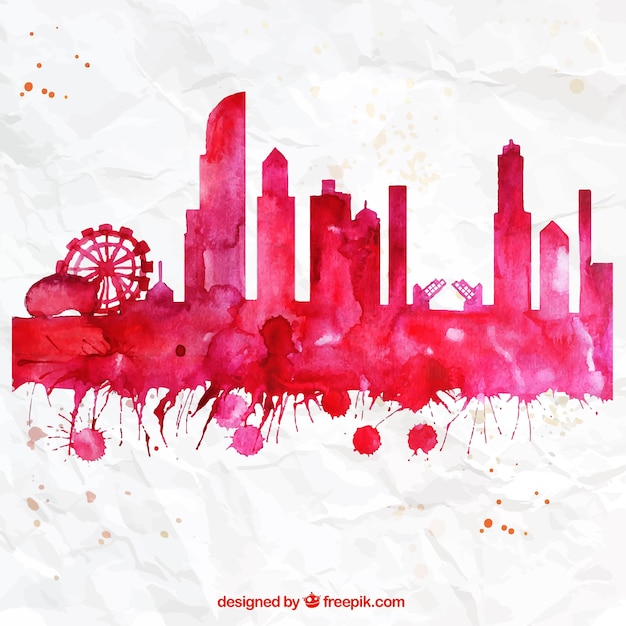 Gratis Vektor håndmalet chicago skyline