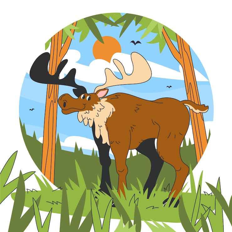 Gratis Vektor handritad älg, illustration av tecknat djur
